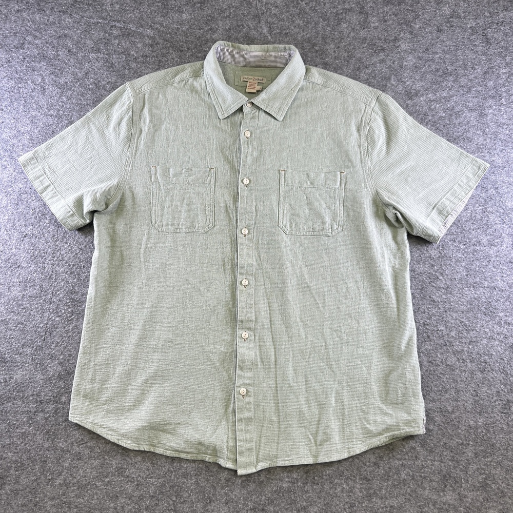 Carbon2cobalt Shirt Mens L Green Short Sleeve Button Up Lightweight Casual